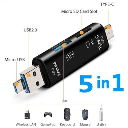 Compact 5-in-1 Multi SD Card Reader with 32GB Bonus Card