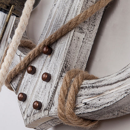 Rustic Coastal Wooden Anchor Light