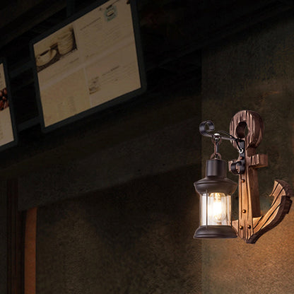 Rustic Coastal Wooden Anchor Light