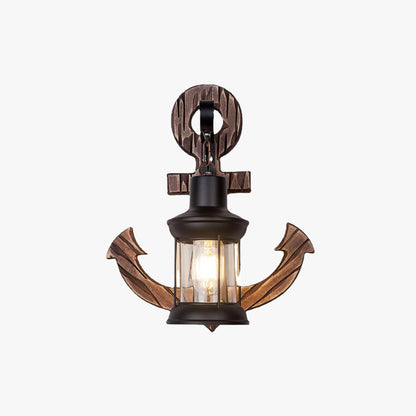 Rustic Coastal Wooden Anchor Light