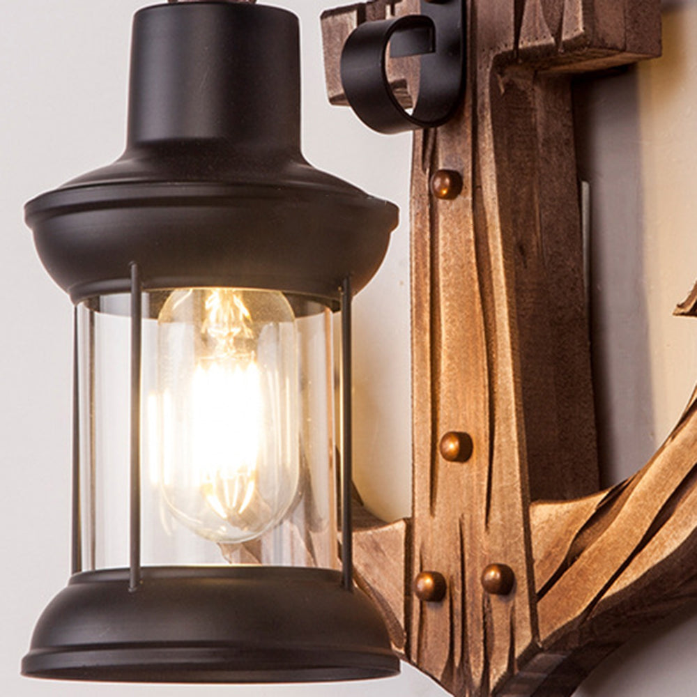 Rustic Coastal Wooden Anchor Light