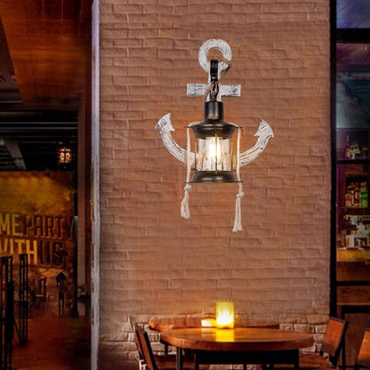 Rustic Coastal Wooden Anchor Light