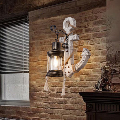 Rustic Coastal Wooden Anchor Light