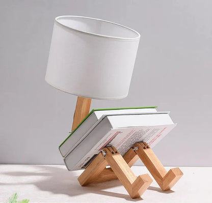 Rustic Wood Desk Lamp with Storage
