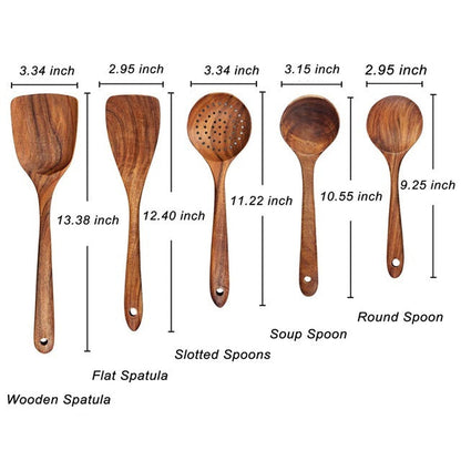 Eco Friendly Wooden Kitchen Utensil Set - Durable & Easy Clean