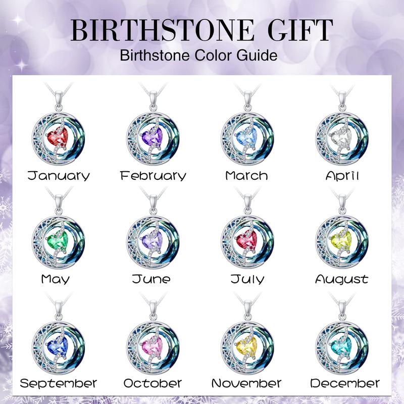 Luxurious Gold Birthstone Moon Necklace