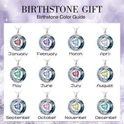 Luxurious Gold Birthstone Moon Necklace