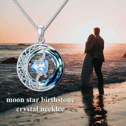 Luxurious Gold Birthstone Moon Necklace