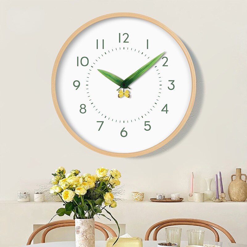 Rustic Wood Bird Clock with Floral Design