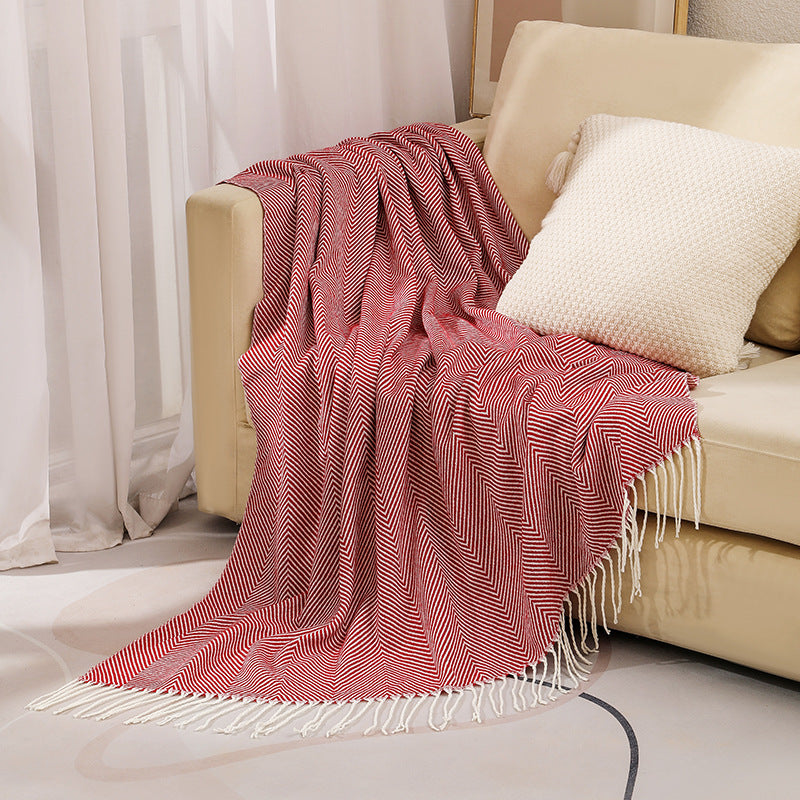 Plush Cotton Tweed Oversized Sofa Throw Blanket