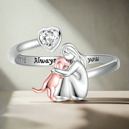 Personalized Heart Dog Ring with Sparkling Zirconia Stones - Befez